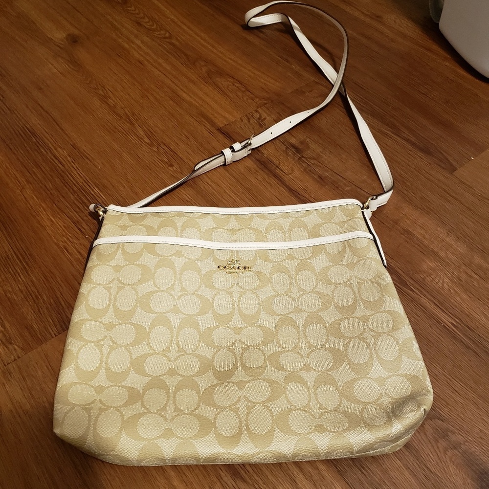 Tan/ white coach crossbody